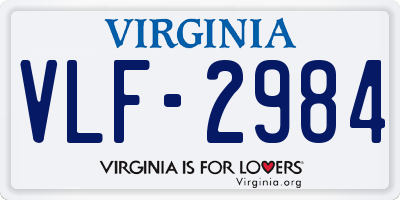 VA license plate VLF2984