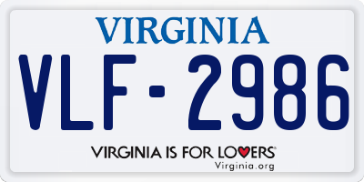 VA license plate VLF2986