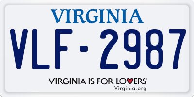 VA license plate VLF2987