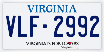 VA license plate VLF2992