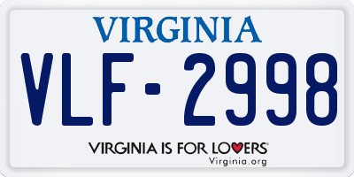 VA license plate VLF2998