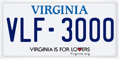 VA license plate VLF3000