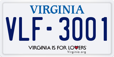 VA license plate VLF3001