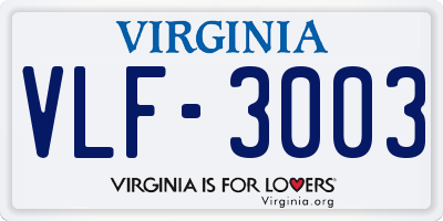 VA license plate VLF3003