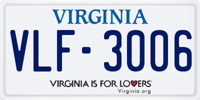 VA license plate VLF3006