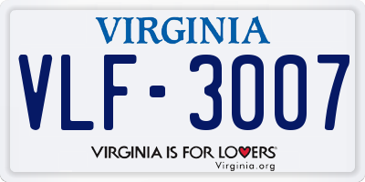 VA license plate VLF3007