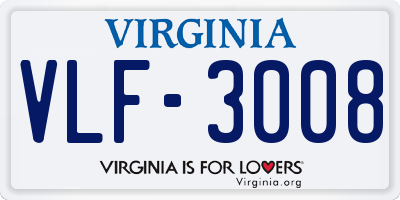 VA license plate VLF3008