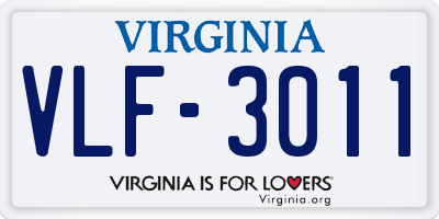 VA license plate VLF3011