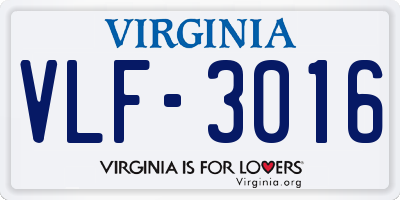 VA license plate VLF3016
