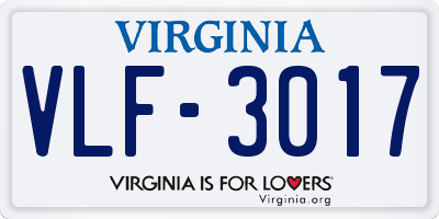 VA license plate VLF3017