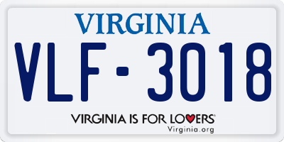 VA license plate VLF3018