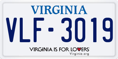 VA license plate VLF3019