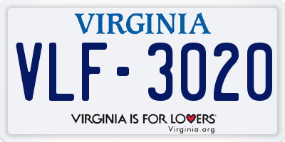 VA license plate VLF3020