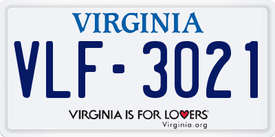 VA license plate VLF3021