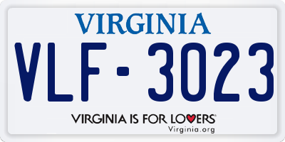 VA license plate VLF3023