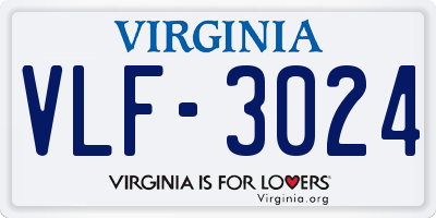 VA license plate VLF3024