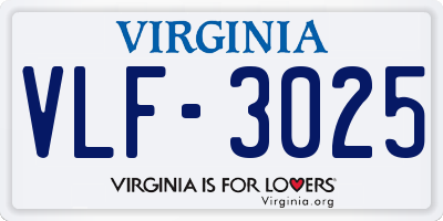 VA license plate VLF3025