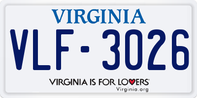 VA license plate VLF3026