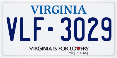 VA license plate VLF3029