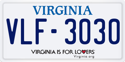 VA license plate VLF3030