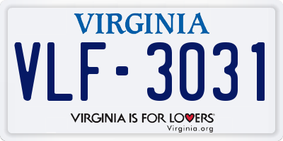 VA license plate VLF3031