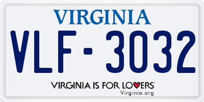 VA license plate VLF3032