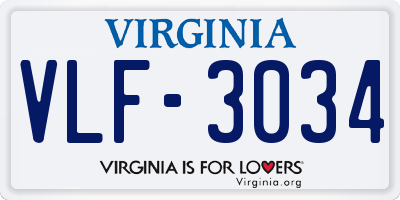 VA license plate VLF3034