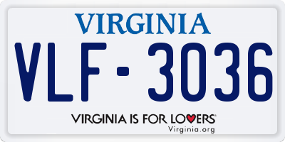 VA license plate VLF3036