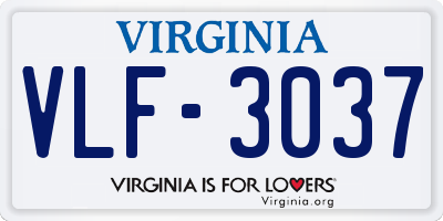 VA license plate VLF3037