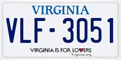 VA license plate VLF3051