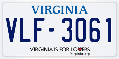 VA license plate VLF3061