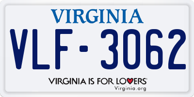 VA license plate VLF3062