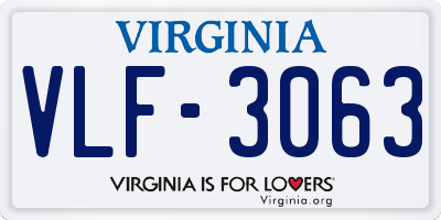 VA license plate VLF3063