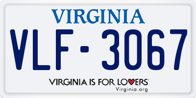 VA license plate VLF3067