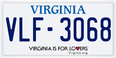 VA license plate VLF3068