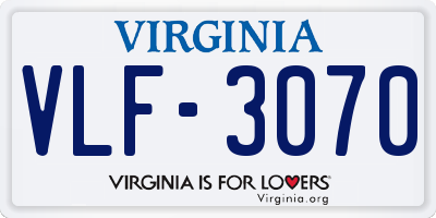 VA license plate VLF3070
