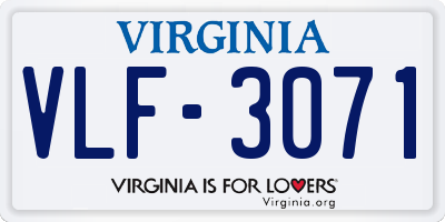 VA license plate VLF3071