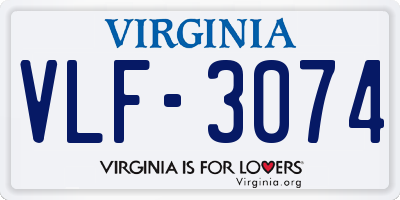 VA license plate VLF3074
