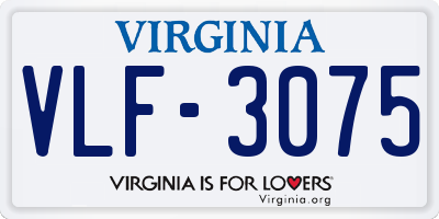 VA license plate VLF3075