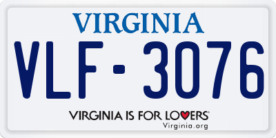 VA license plate VLF3076