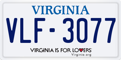 VA license plate VLF3077