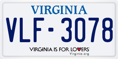 VA license plate VLF3078