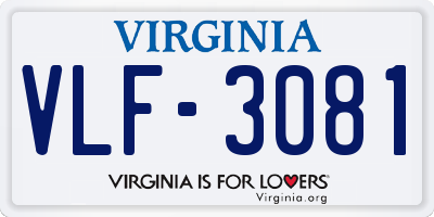 VA license plate VLF3081