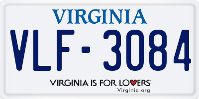 VA license plate VLF3084