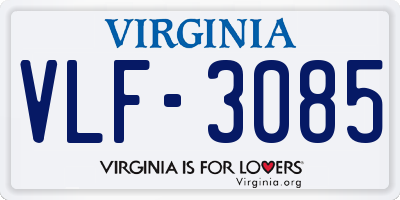 VA license plate VLF3085