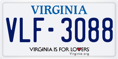 VA license plate VLF3088