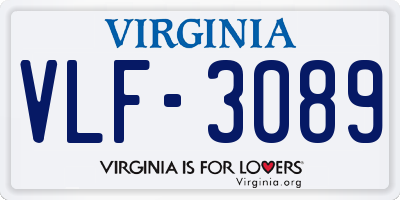 VA license plate VLF3089
