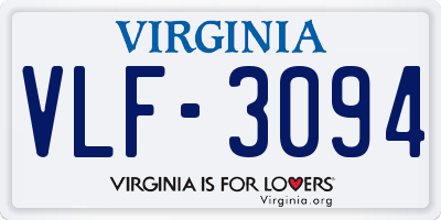 VA license plate VLF3094