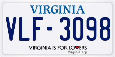 VA license plate VLF3098