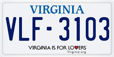VA license plate VLF3103